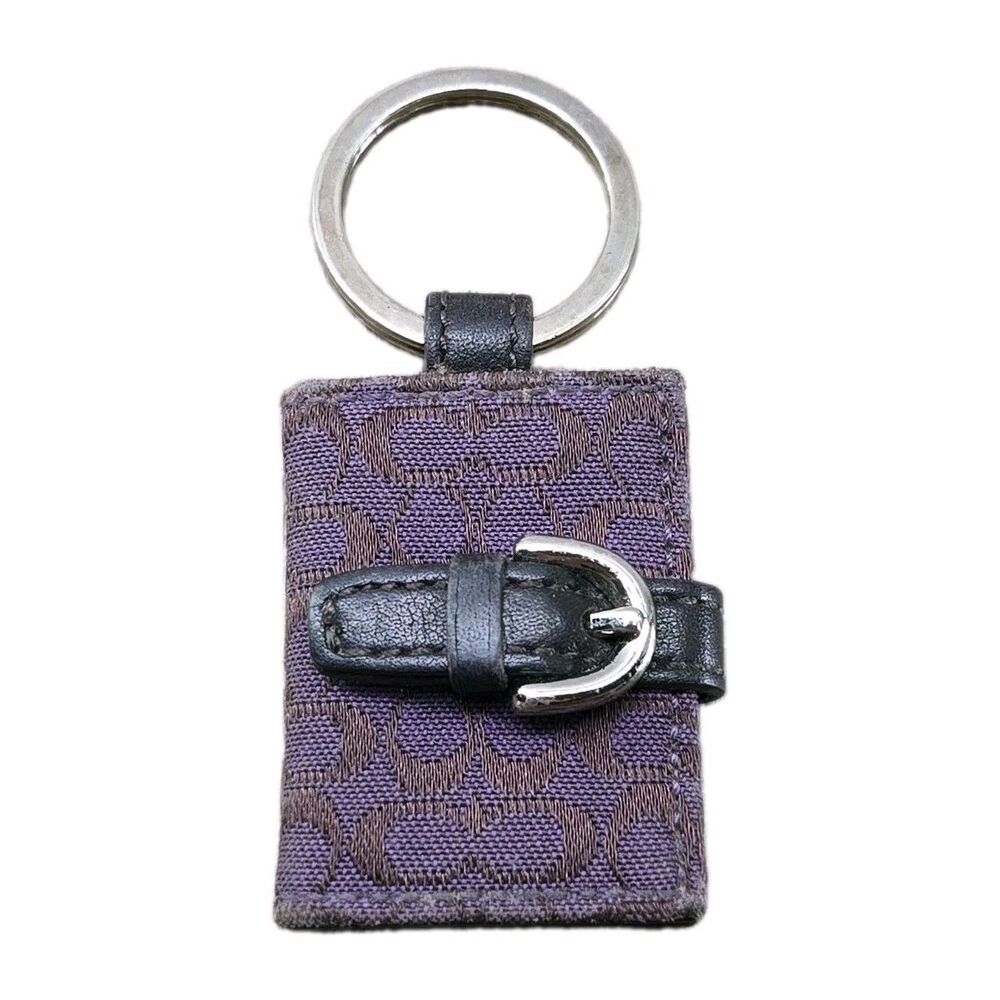 COACH Signature CC Notebook Style Photo Frame Keyring Keychain Fob Charm Purple